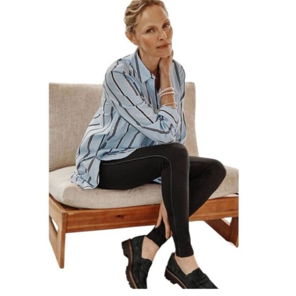 J.Jill Womens Ponte Leggings Black size Medium faux leather trim - Picture 1 of 12